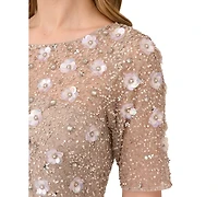 Adrianna Papell Embellished Floral Sheath Dress