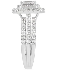 Grown With Love Lab Diamond Emerald-Cut & Round Halo Triple Row Ring (2 ct. t.w.) 14k White Gold