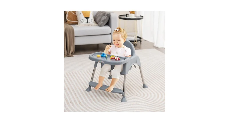 4-in-1 Convertible Baby High Chair with Removable Double Tray