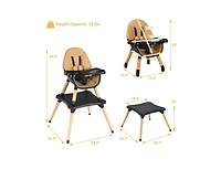 Slickblue Girls 5-in-1 Eat and Grow Convertible Wooden High Chair with Detachable Tray
