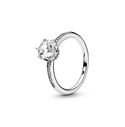 Pandora Cubic Zirconia Moments Clear Sparkling Crown Solitaire Ring