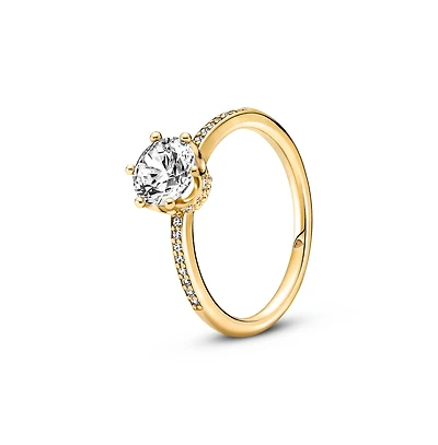 Pandora Cubic Zirconia Moments Clear Sparkling Crown Solitaire Ring