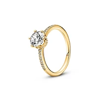 Pandora Cubic Zirconia Moments Clear Sparkling Crown Solitaire Ring
