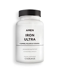 Amen Iron Ultra Supplement + Copper, Folate, Vitamin C and Vitamin B12-2-Month Supply - Ferrous Sulfate Iron Vitamin - Iron 65mg Per Serving