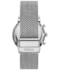 Fossil Men's Neutra Chronograph Silver-Tone Stainless Steel Mesh Watch 44mm and Bracelet Box Gift Set