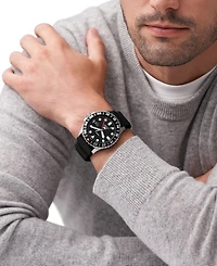 Fossil Men's Blue Gmt Black Silicone Watch 46mm