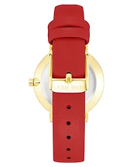 Nine West Women's Quartz Red Faux Leather Band Watch, 36mm