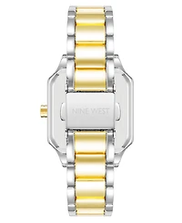Nine West Women's Quartz Square Two-Tone Alloy Link Bracelet Watch, 27mm