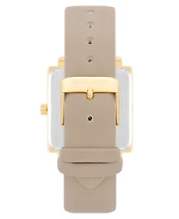 Nine West Women's Quartz Square Taupe Faux Leather Band Watch, 35mm