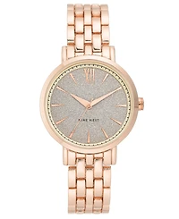 Nine West Women's Quartz Rose Gold-Tone Alloy Link Bracelet Watch, 36.5mm