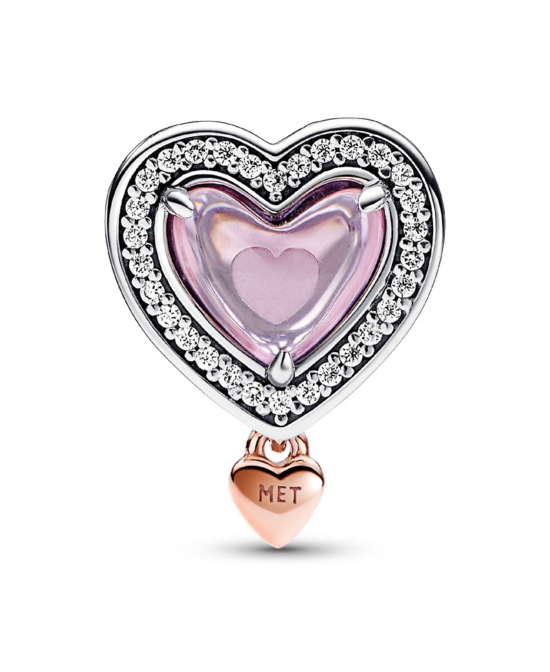 Pandora Cubic Zirconia Two-Tone Openwork Mom Heart Charm