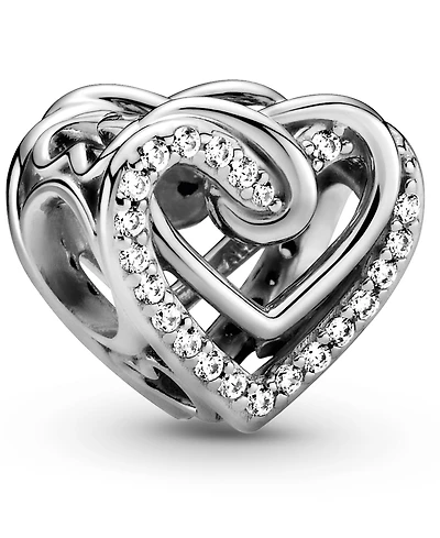 Pandora Cubic Zirconia Sparkling Entwined Hearts Charm