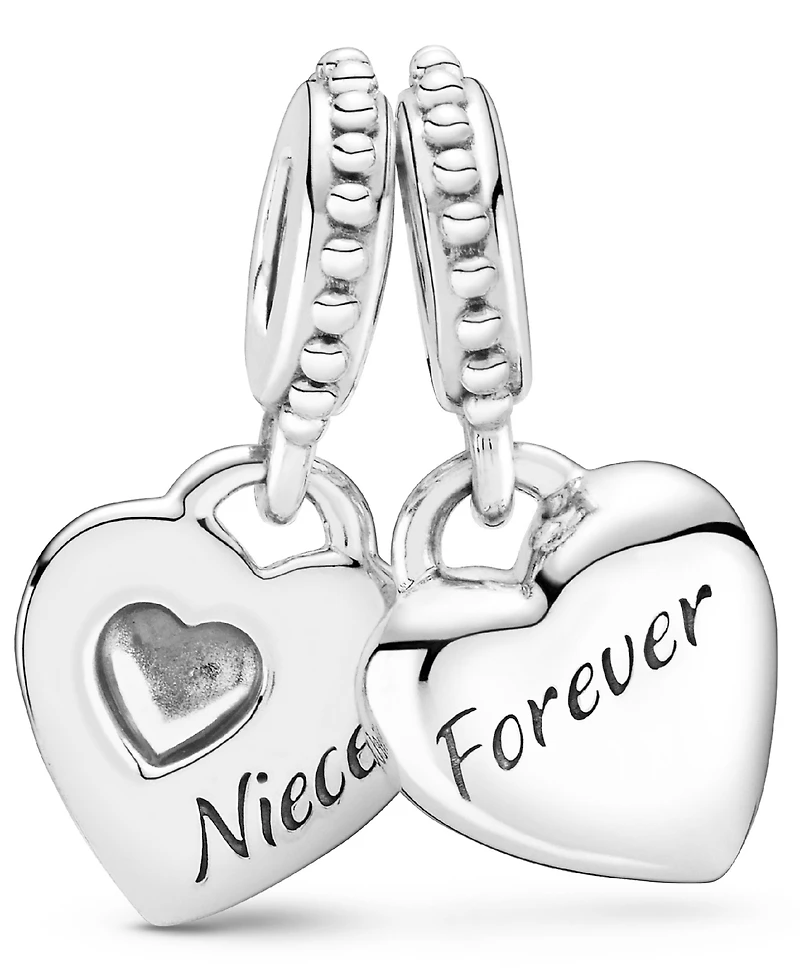Pandora Sterling Silver Aunt Niece Split Heart Dangle Charm