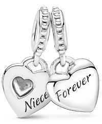 Pandora Sterling Silver Aunt Niece Split Heart Dangle Charm