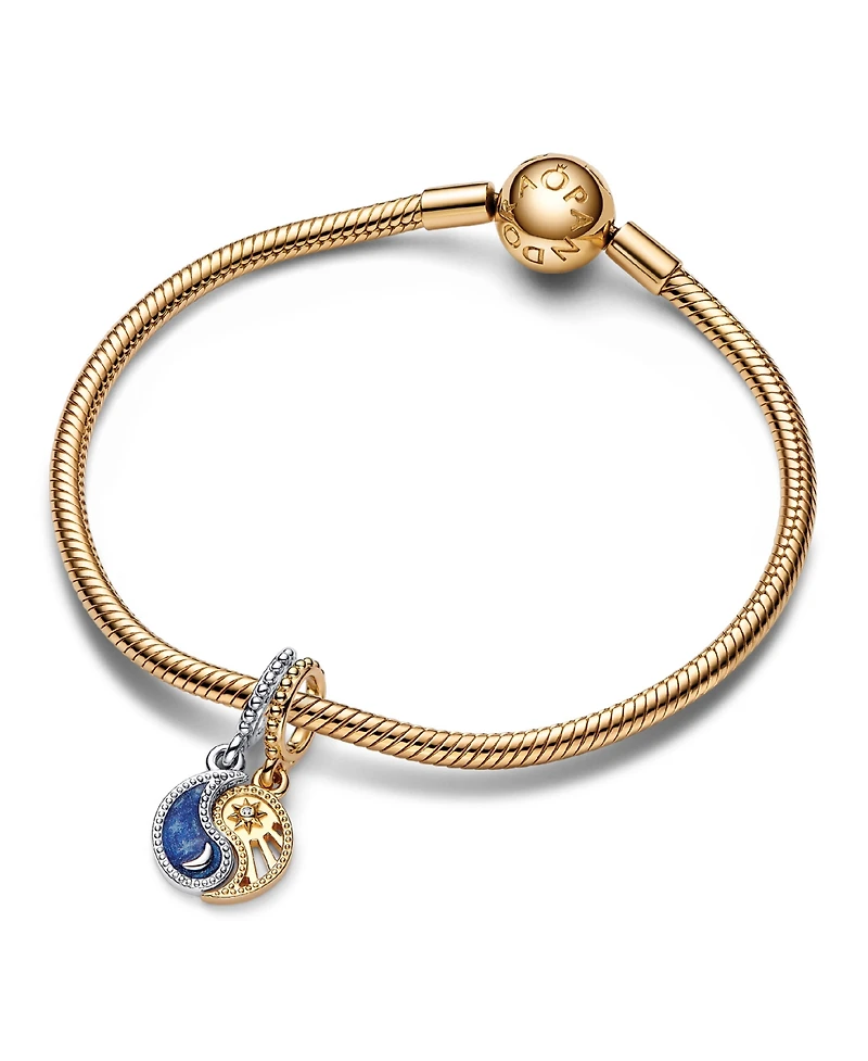 Pandora Cubic Zirconia Two-Tone Splitable Sun Moon Dangle Charm