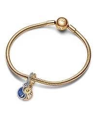 Pandora Cubic Zirconia Two-Tone Splitable Sun Moon Dangle Charm