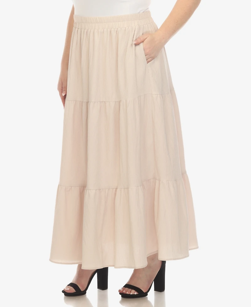 White Mark Plus Pleated Tiered Maxi Skirt
