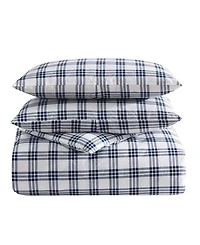 Eddie Bauer Basic Plaid Cotton Percale 3 Piece Duvet Cover Set, King