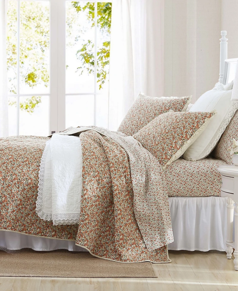 Laura Ashley Loves ton Cotton Reversible -Piece Quilt Set