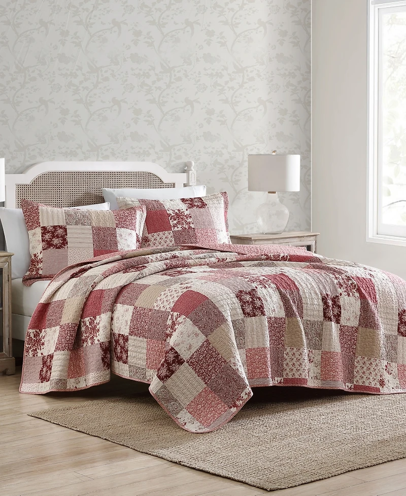 Laura Ashley Celina Patchwork Cotton Reversible -Piece Quilt Set