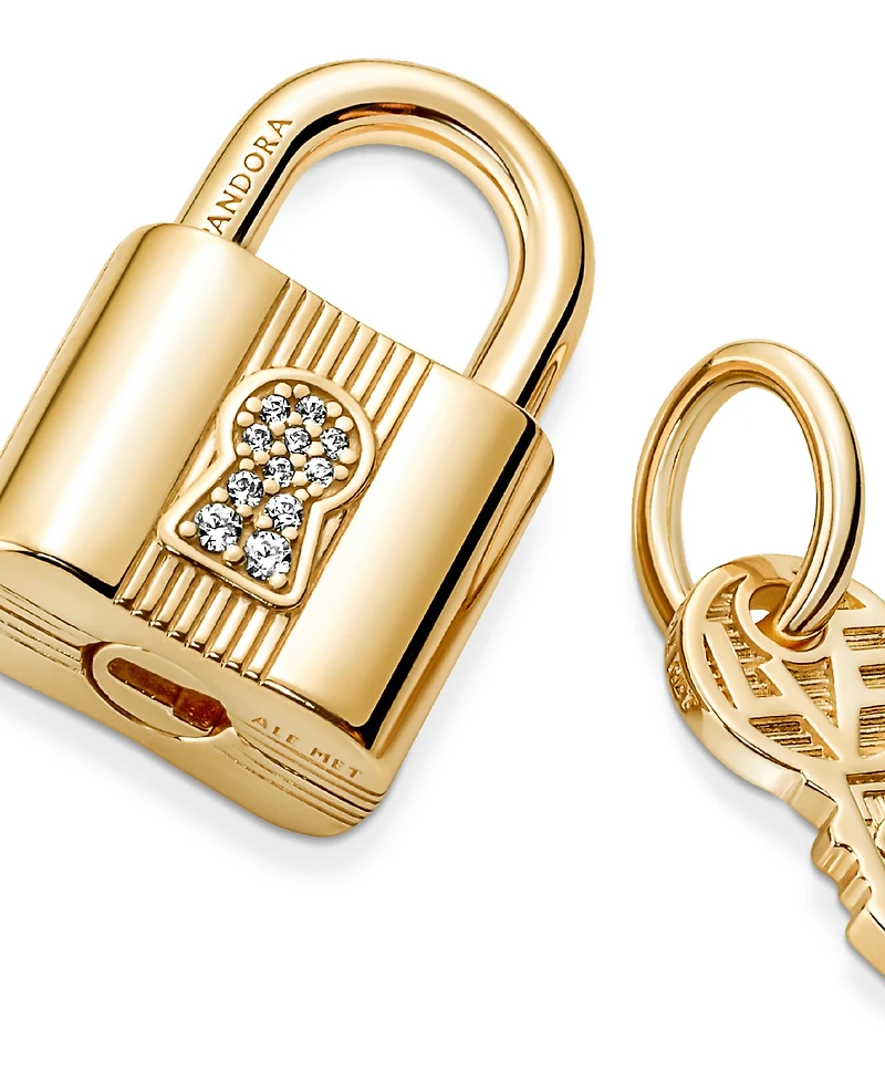 Pandora Cubic Zirconia Padlock Key Dangle Charm