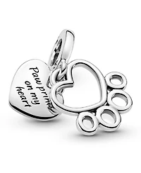 Pandora Sterling Silver Hearts Paw Print Dangle Charm