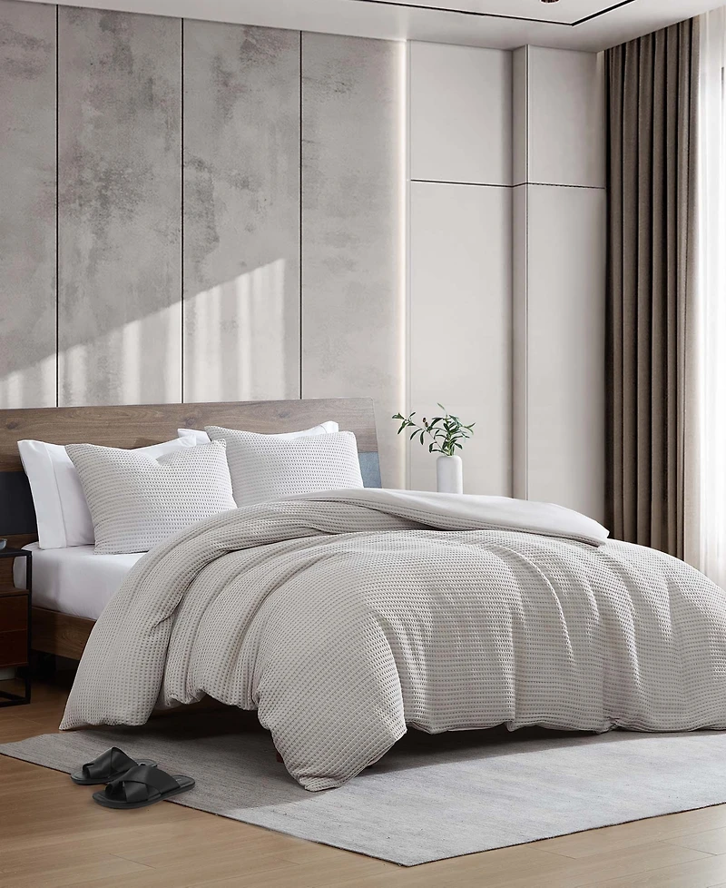 Kenneth Cole New York Solid Waffle 3 Piece Comforter Set