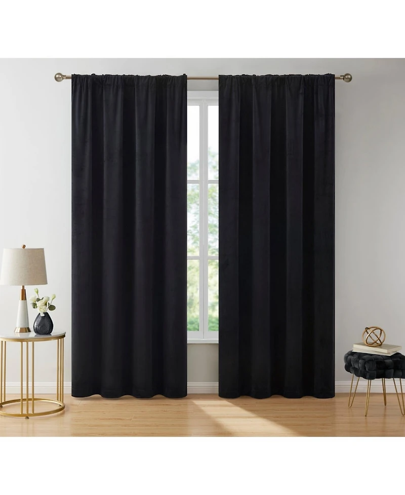 Hlc.me Lopez Velvet Premium Soft Light Filtering Back Tab Rod Pocket Window Treatment Curtain Panels