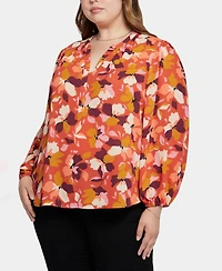 Nydj Plus Puff Sleeve Popover Top