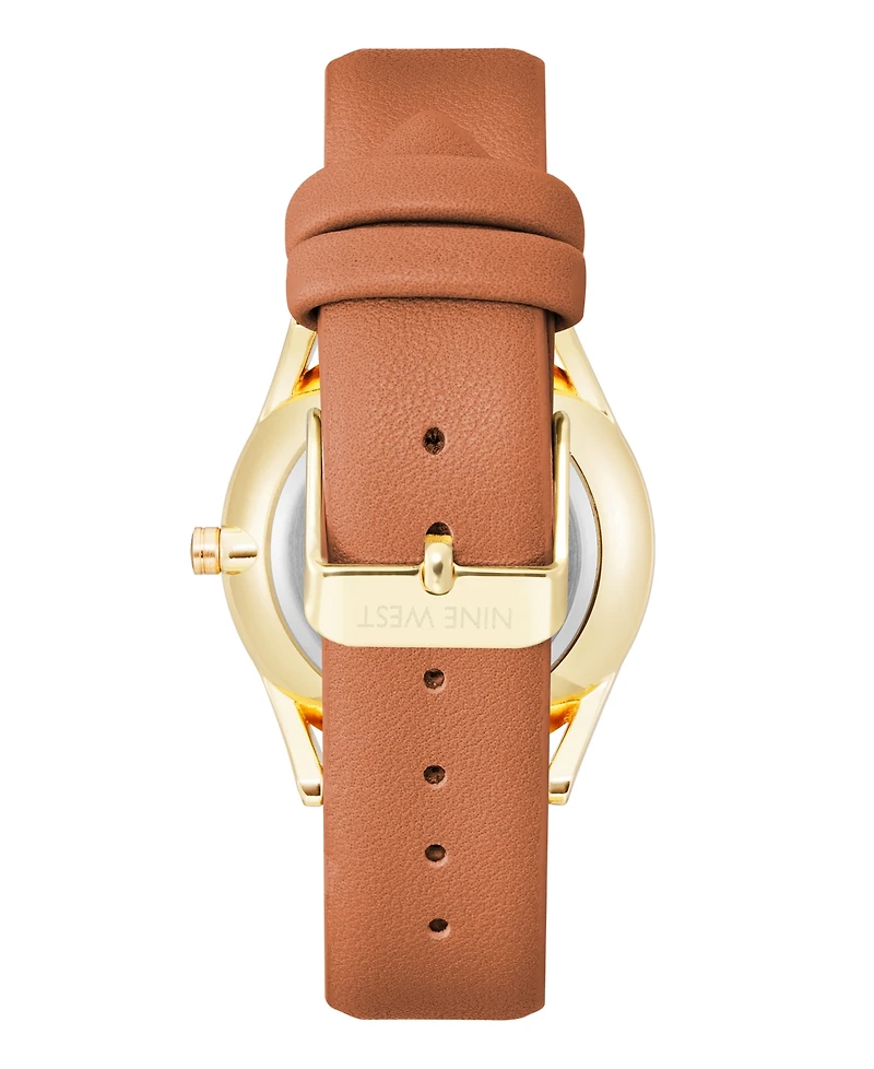 Nine West Women's Quartz Honey Brown Faux Leather Band Watch, 36mm