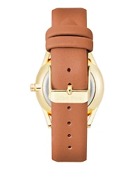 Nine West Women's Quartz Honey Brown Faux Leather Band Watch, 36mm