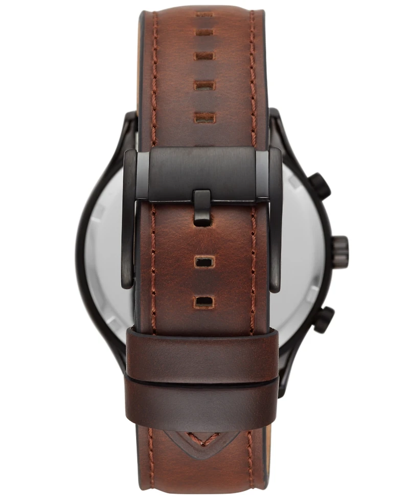 Fossil Men's Fenmore Multifunction Black-Tone Brown Leather Watch, 44mm