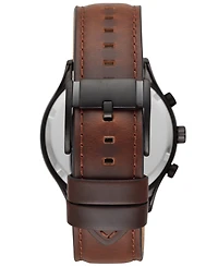 Fossil Men's Fenmore Multifunction Black-Tone Brown Leather Watch, 44mm