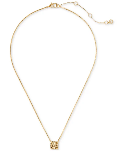 Kate Spade New York Gold-Tone Square Glitter Stone Mini Pendant Necklace, 17" + 3" extender