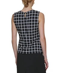 Calvin Klein Printed Pleat-Neck Blouse, Regular and Petite Sizes