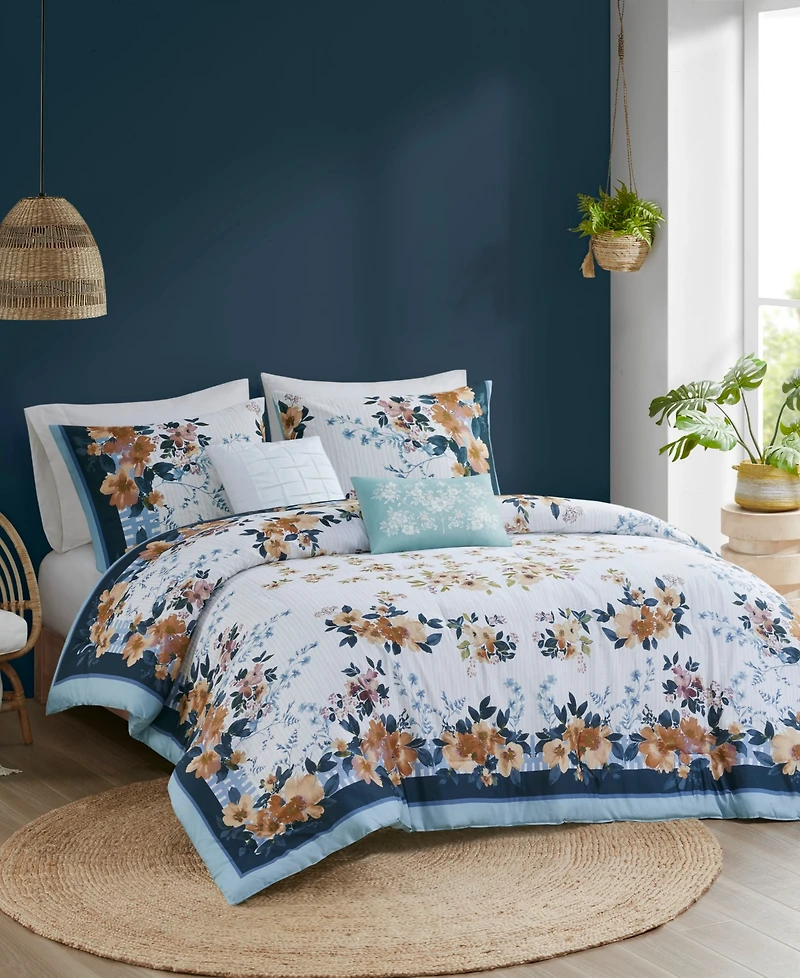 Madison Park Jules Cotton Floral 5-Pc. Comforter Set, Full/Queen