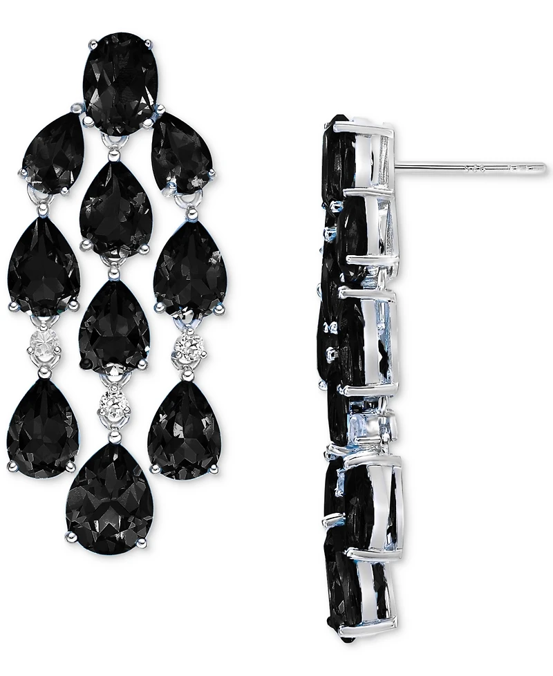Truffle Sapphire (17-3/8 ct. t.w.) & White Topaz (1/4 ct. t.w.) Chandelier Drop Earrings in Sterling Silver