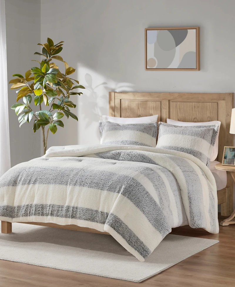 Madison Park Hollis Sherpa 3-Piece Comforter Set, Full/Queen