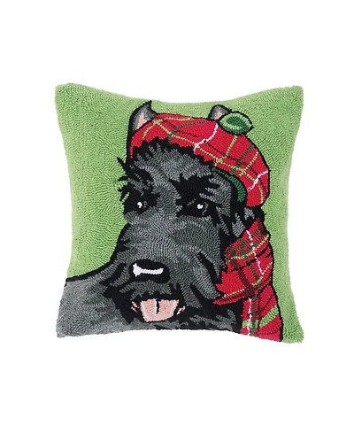 18" x 18" Scottish Terrier Hooked Throw Pillow