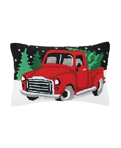 Snowy Truck Hooked Throw Pillow