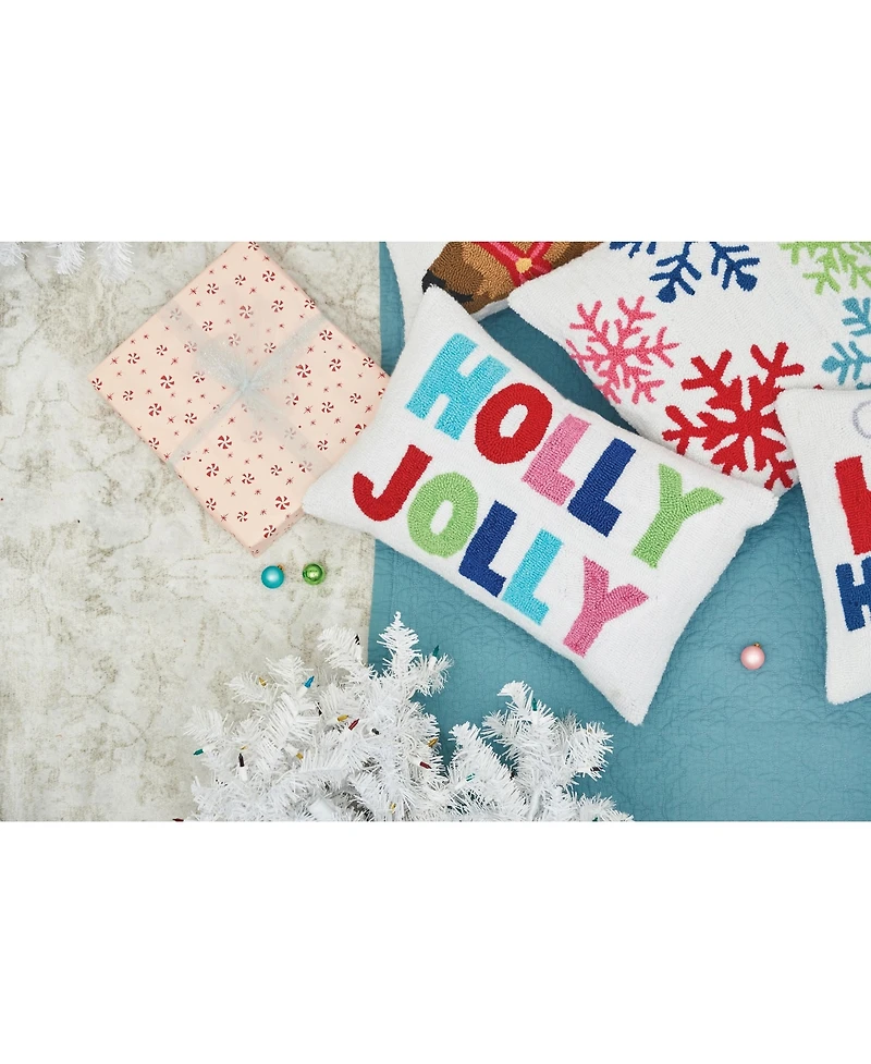 Holly Jolly Hooked Throw Pillow