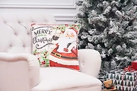 Merry Christmas Santa 18" x 18" Printed and Embroidered Throw Pillow