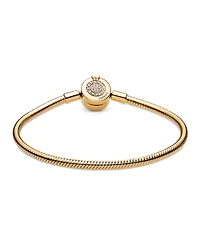 Pandora Moments Cubic Zirconia 14K Gold-Plated Sparkling Crown O Snake Chain Bracelet