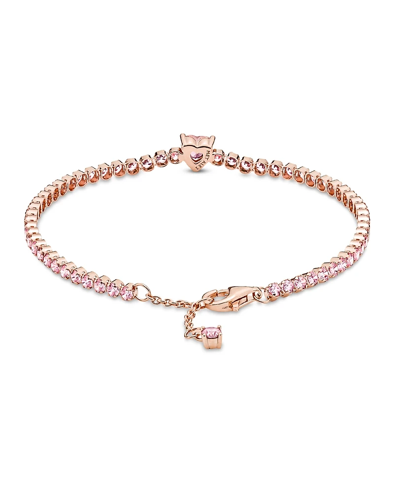 Pandora Cubic Zirconia 14K Rose Gold-Plated Sparkling Heart Tennis Bracelet