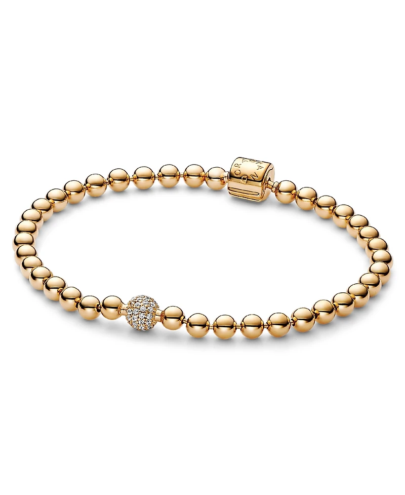 Pandora Cubic Zirconia 14K Gold-Plated Beads Pave Bracelet