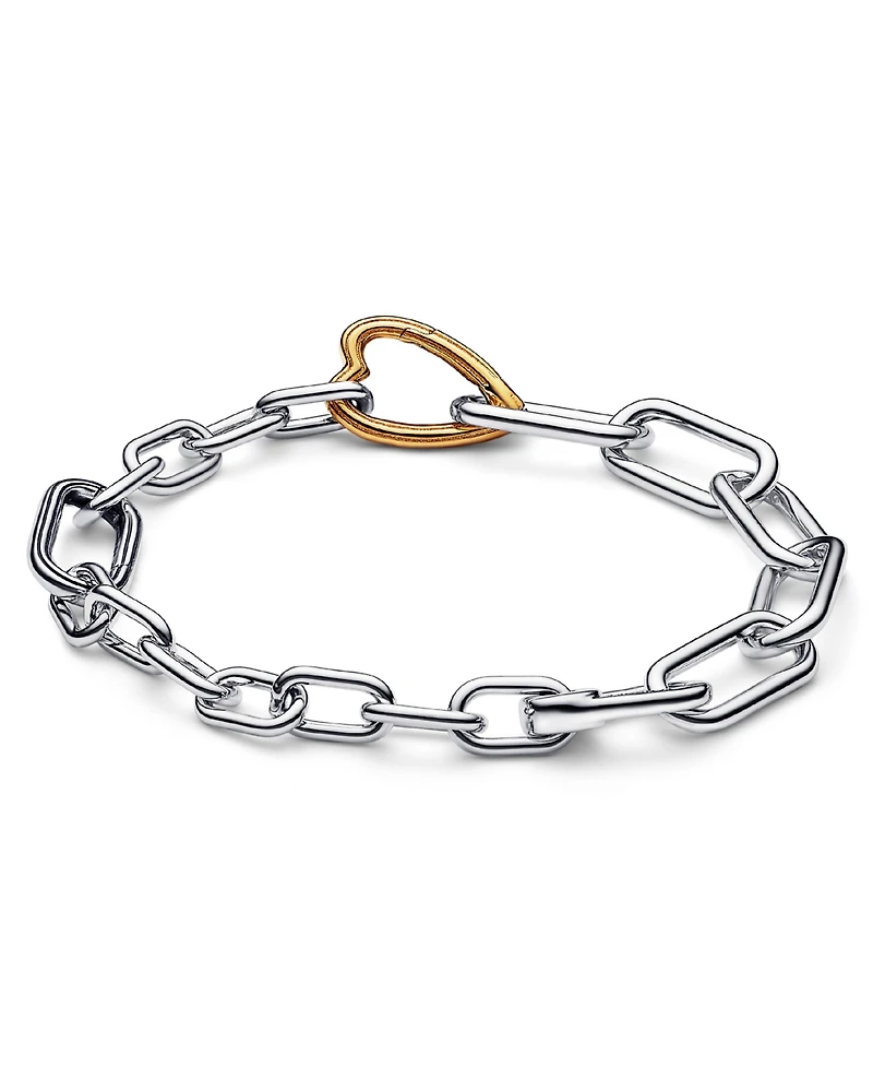 Pandora Me Sterling Silver and 14K Gold-Plated Two-Tone Heart Link Chain Bracelet