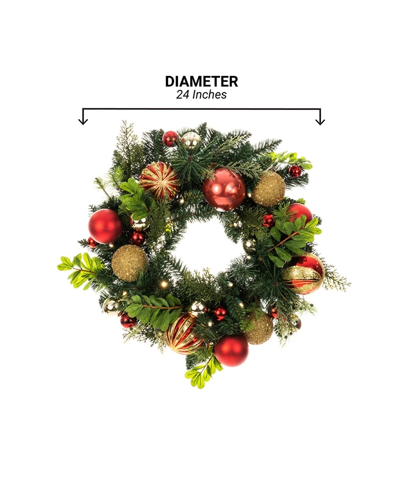 Village Lighting 24" Lighted Christmas Wreath, Christmas Classic