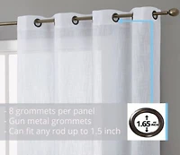 Abbey Faux Linen Textured Semi Sheer Privacy Sun Light Filtering Transparent Window Grommet Long Thick Curtains Drapery Panels For Bedroom Living Room 2 Panels