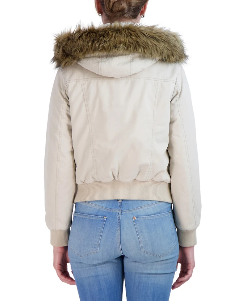 Sebby Juniors' Juniors' Cotton Faux Fur Trimmed Bomber Jacket