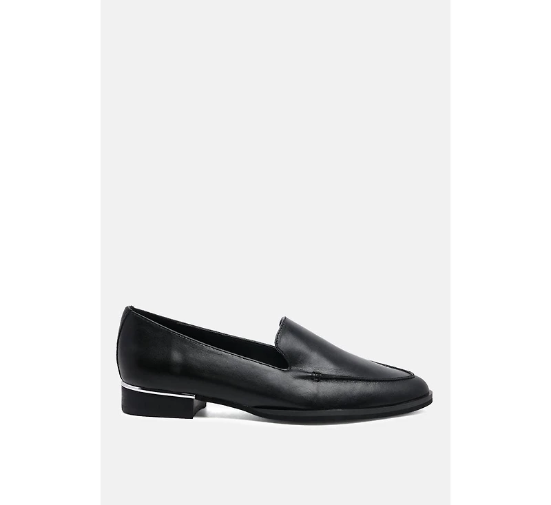 Anna Black Leather Slip-on Loafers